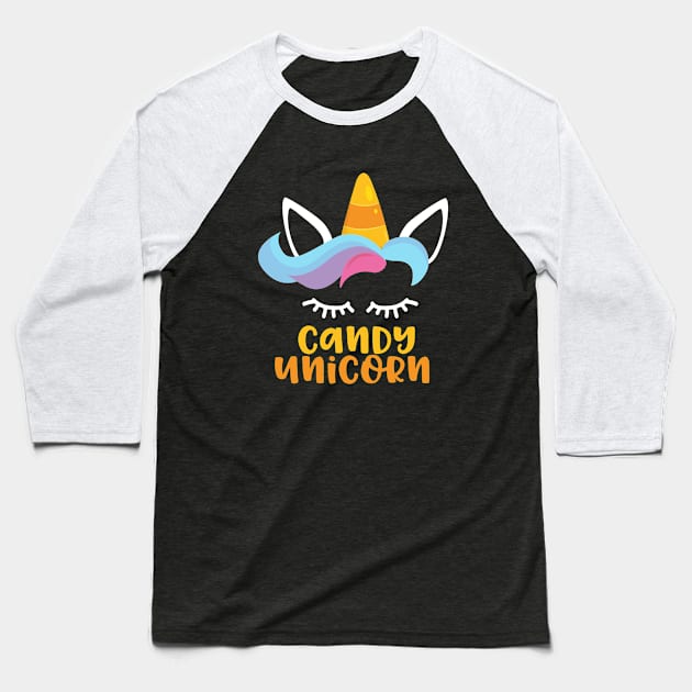 Candy Unicorn Halloween Baseball T-Shirt by thingsandthings